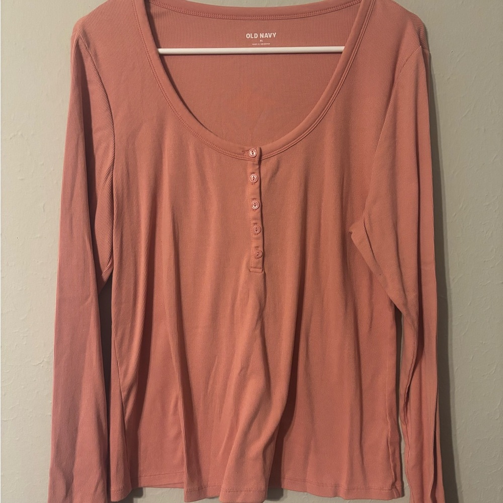 Old Navy Pink Fitted Buttoned Blouse